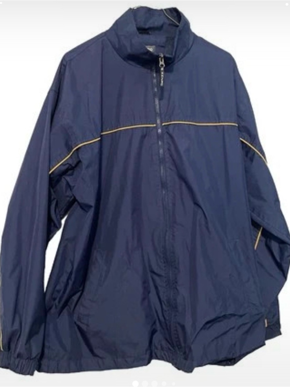 Men's Navy Windbreaker Jacket with Yellow Piping